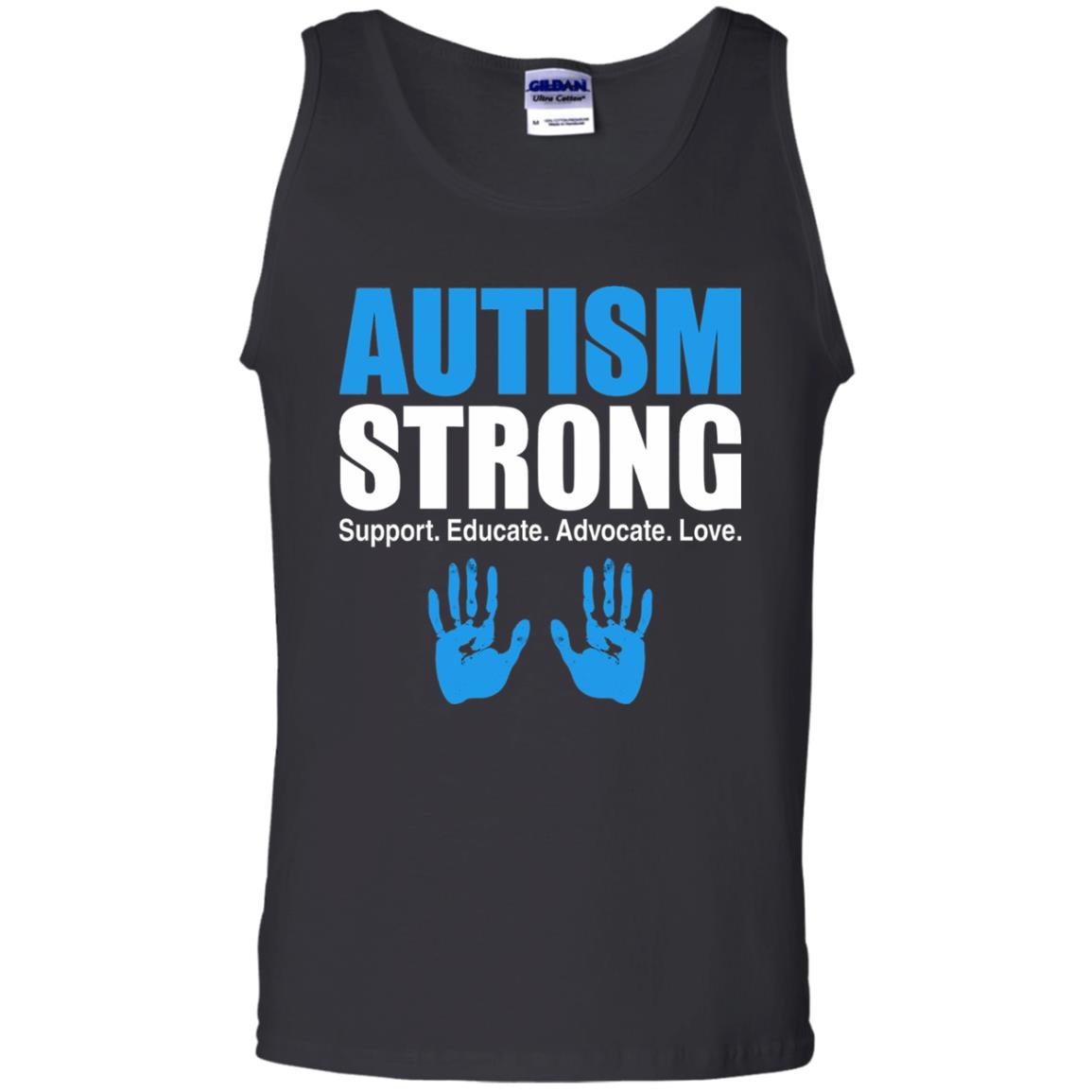 Autism Strong Support Educate Advocate Love T-shirt Black