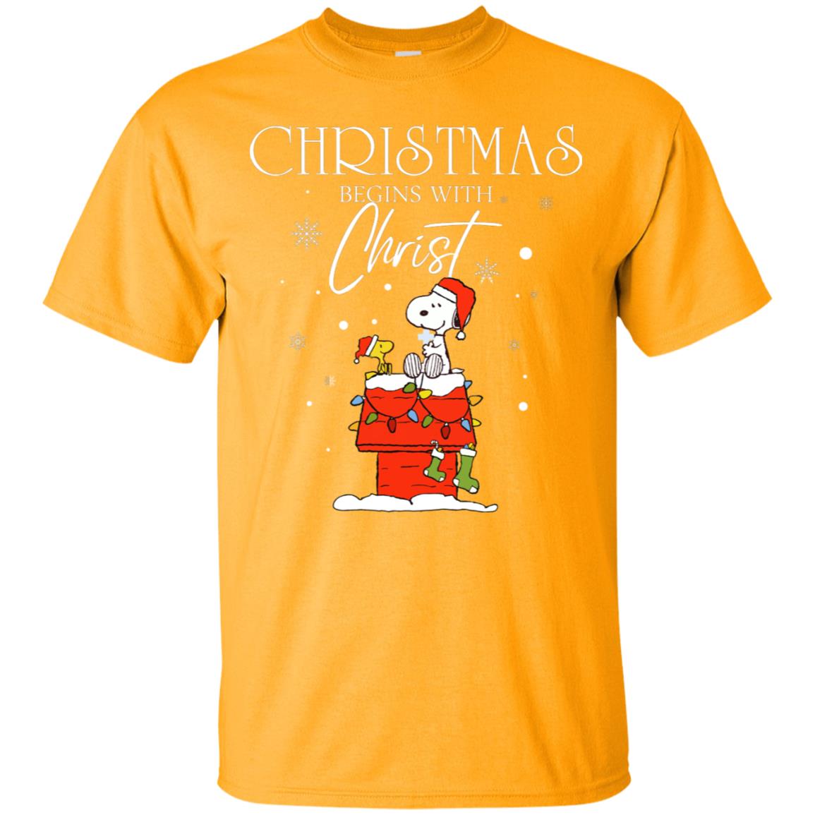 Christmas Begins With Christ Shirt Gold