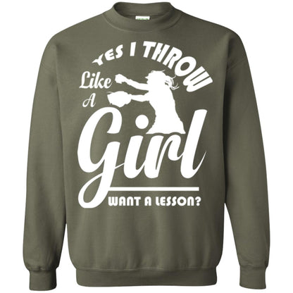Softball T-shirt Yes I Throw Like A Girl Want A Lesson Military Green