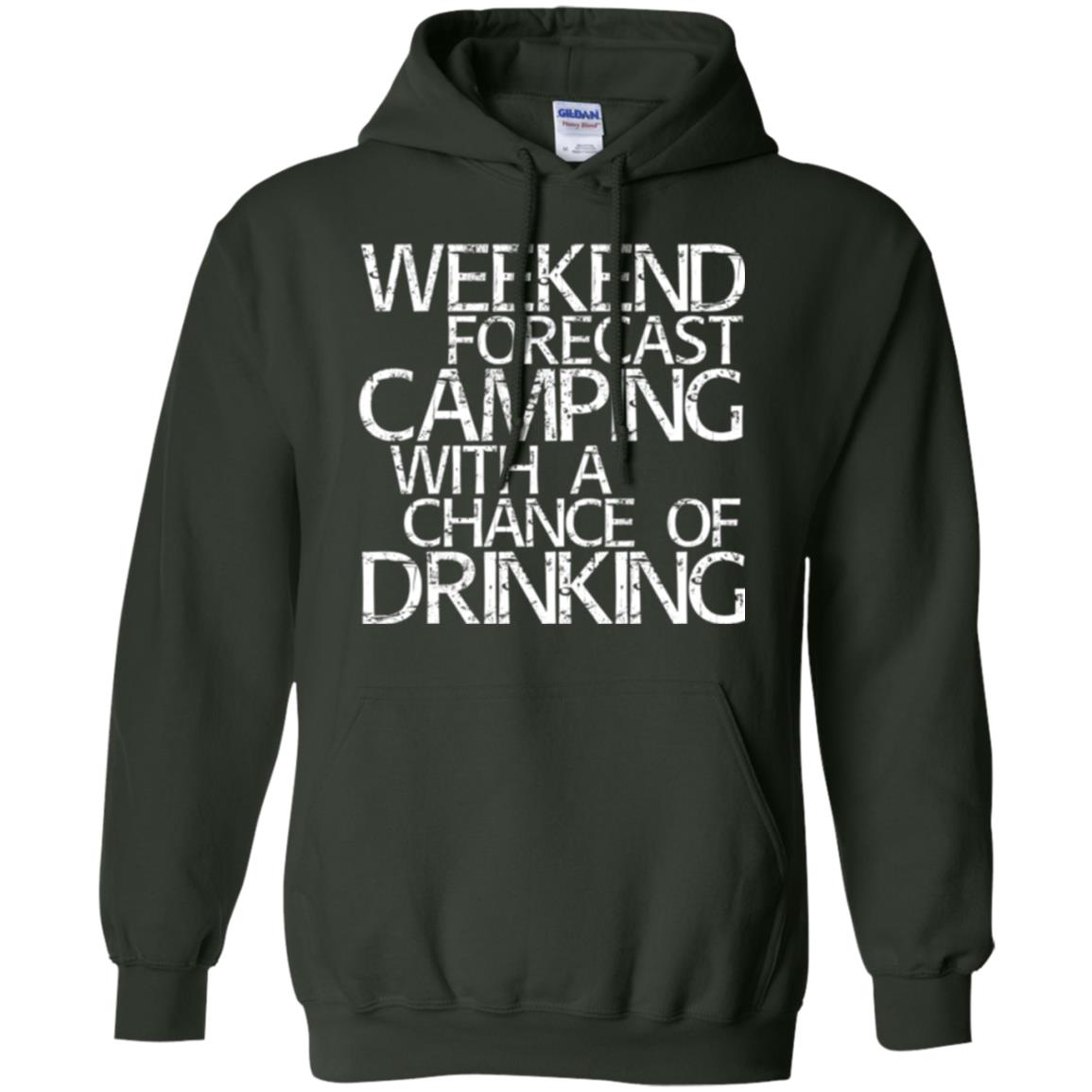 Wine Lovers T-shirt Weekend Forecast Camping Forest Green