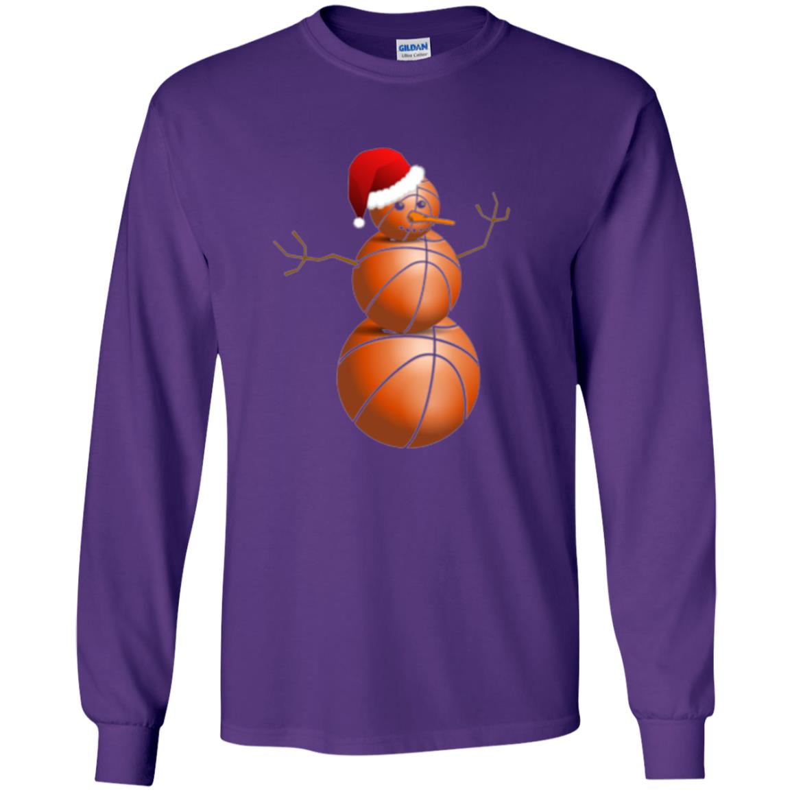 Christmas T-shirt Basketball Snowman Purple