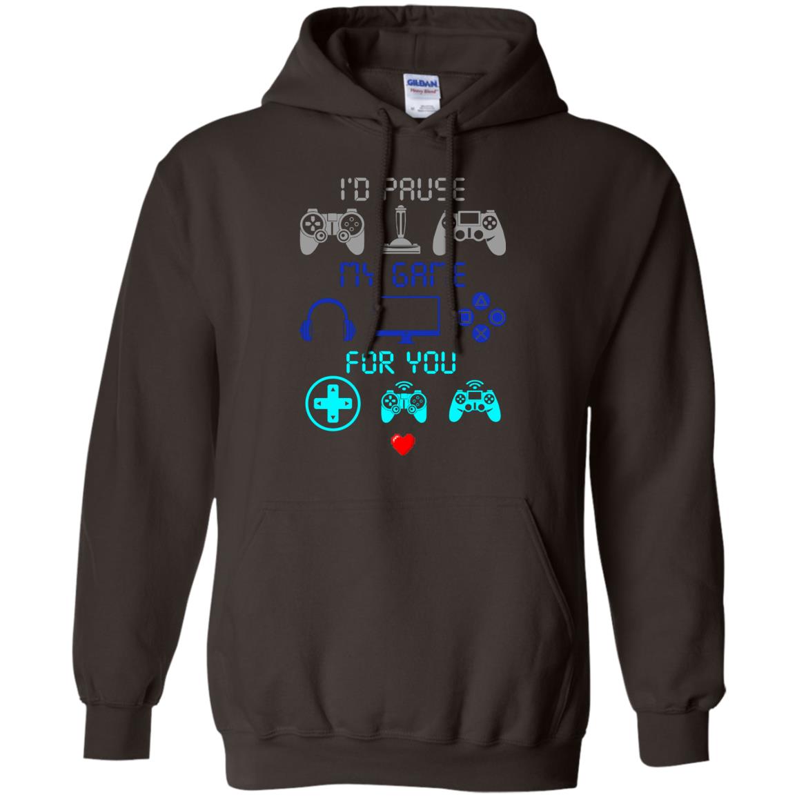 Gamer T-shirt I'd Pause My Game For You Dark Chocolate
