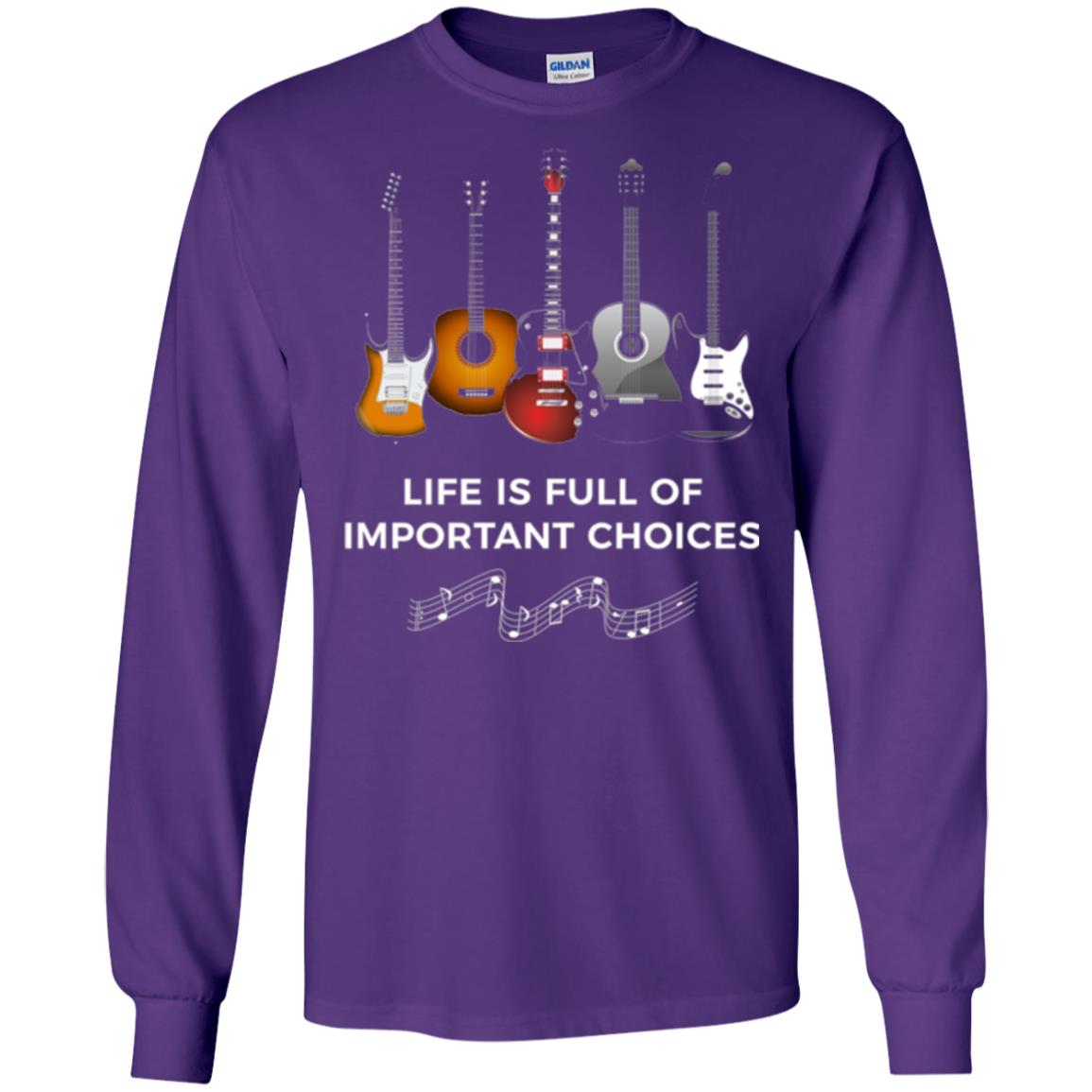 Funny Guitar T-shirt Life Is Full Of Important Choices Purple