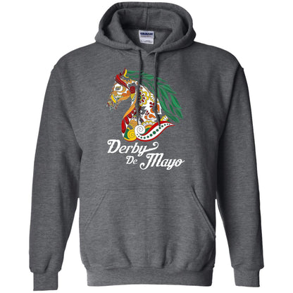 Derby Cinco De Mayo Floral Horse Race T-shirt Dark Heather