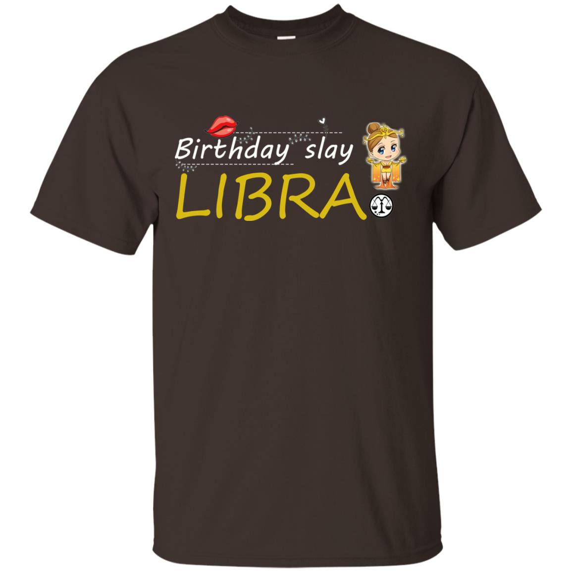 Cute Libra Girl Birthday Lip Slay T-shirt Dark Chocolate