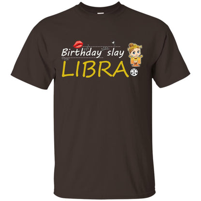 Cute Libra Girl Birthday Lip Slay T-shirt Dark Chocolate