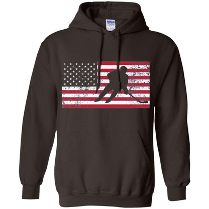 Hockey T-shirt American Flag Usa Patriotic Ice Skating Dark Chocolate