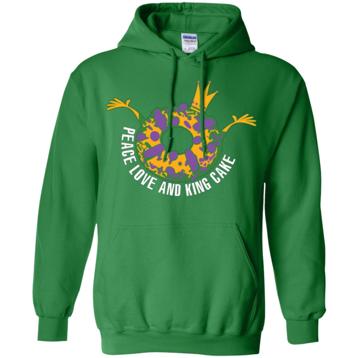 Mardi Gras T-shirt Peace Love And King Cake Irish Green