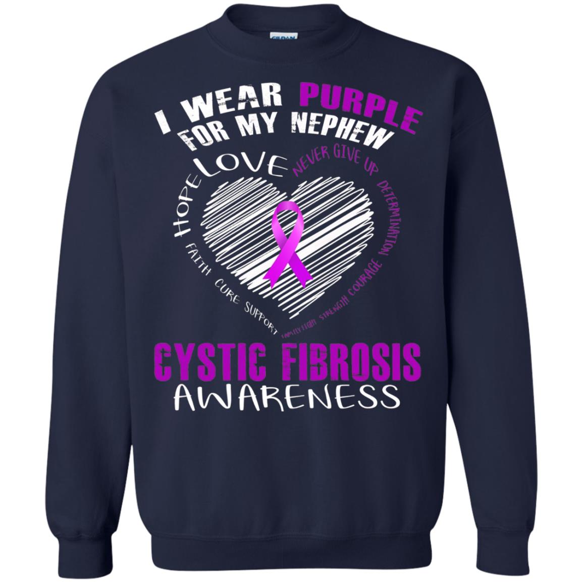 Cystic Fibrosis Awareness T-shirt I Wear Purple Navy