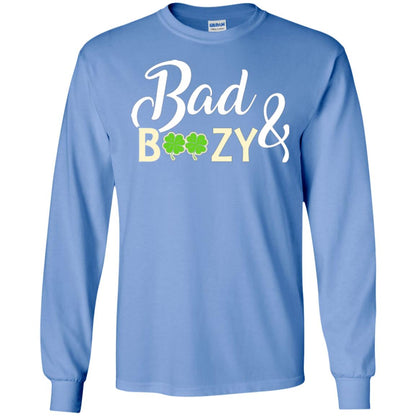 Saint Patrick's Day T-shirt Bad And Boozy Shamrock Carolina Blue