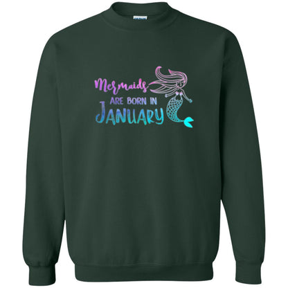 Mermaids Are Born In January Birthday T-shirt Forest Green