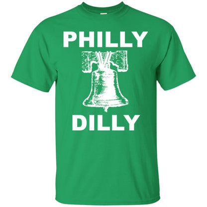 Football T-shirt Philly Dilly With Liberty Bell And Crack Philadelphia Irish Green