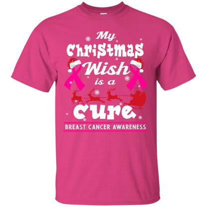 My Christmas Wish Is A Cure Breast Cancer Awareness X-mas Gift Shirt Heliconia