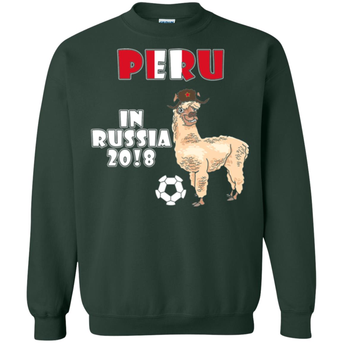 Soccer T-shirt Peru National Team Llama In Russia 2018 Cup Forest Green