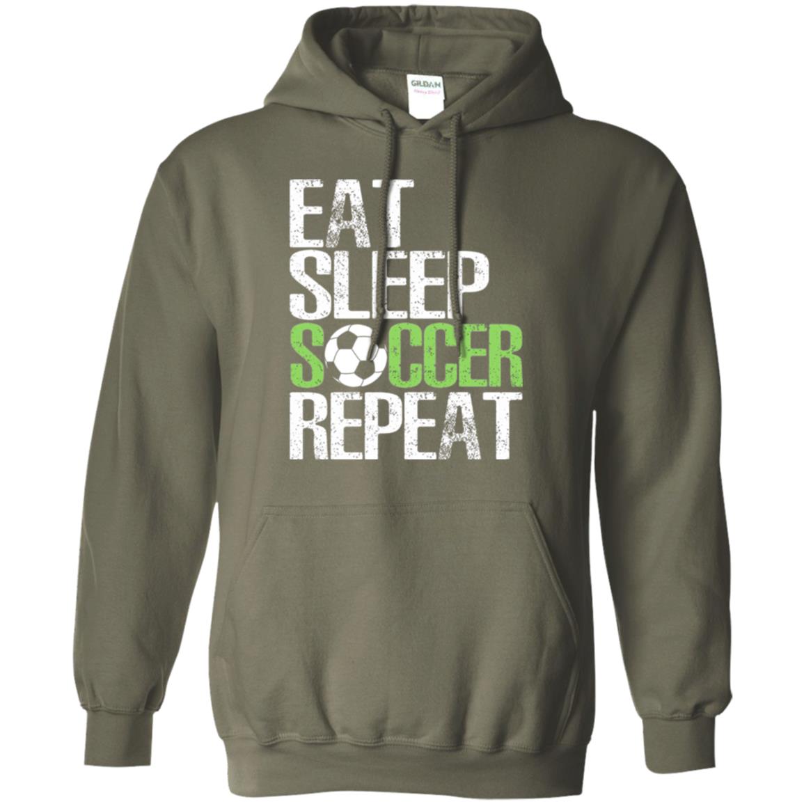 Soccer T-shirt Eat Sleep Soccer Repeat Military Green