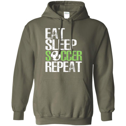 Soccer T-shirt Eat Sleep Soccer Repeat Military Green