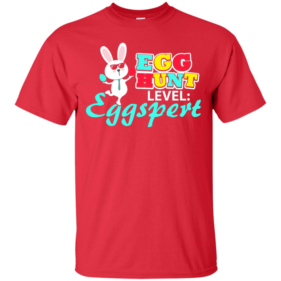 Egg Hunt Level Eggspert Easter Holiday T-shirt Red
