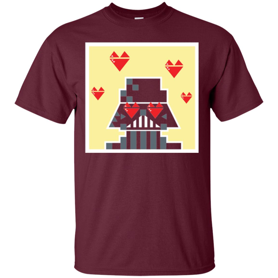 Star Wars Vader Pixel Heart Eyes Valentine_s Graphic T-shirt Maroon