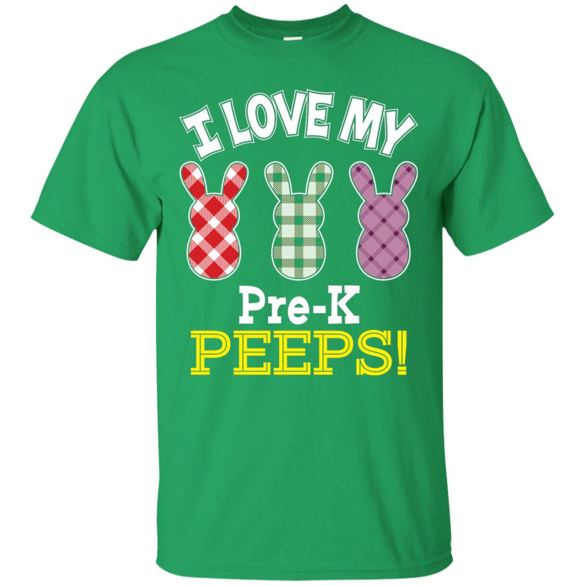 Teacher Easter Day T-shirt I Love My Pre-k Peeps Cute Bunny Irish Green