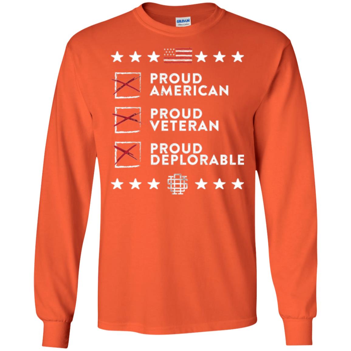 American T-shirt Proud American, Proud Veteran, Proud Deplorable Orange