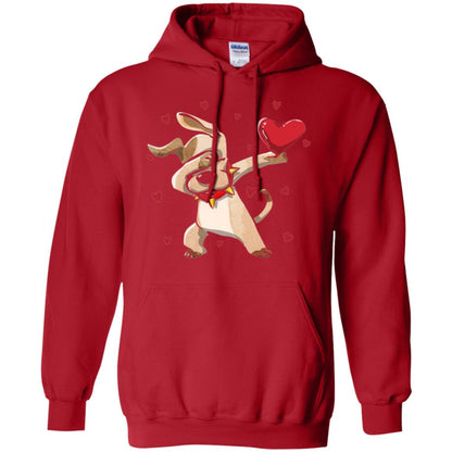 Funny Dabbing Dog Valentine_s Day T-shirt Red