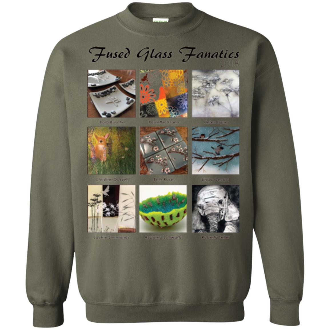 Commemorative T-shirt Fused Glass Fanatics 2018 Military Green