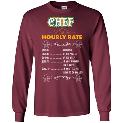Chef Hourly Rate Cooking Cooker Gift Shirt Maroon
