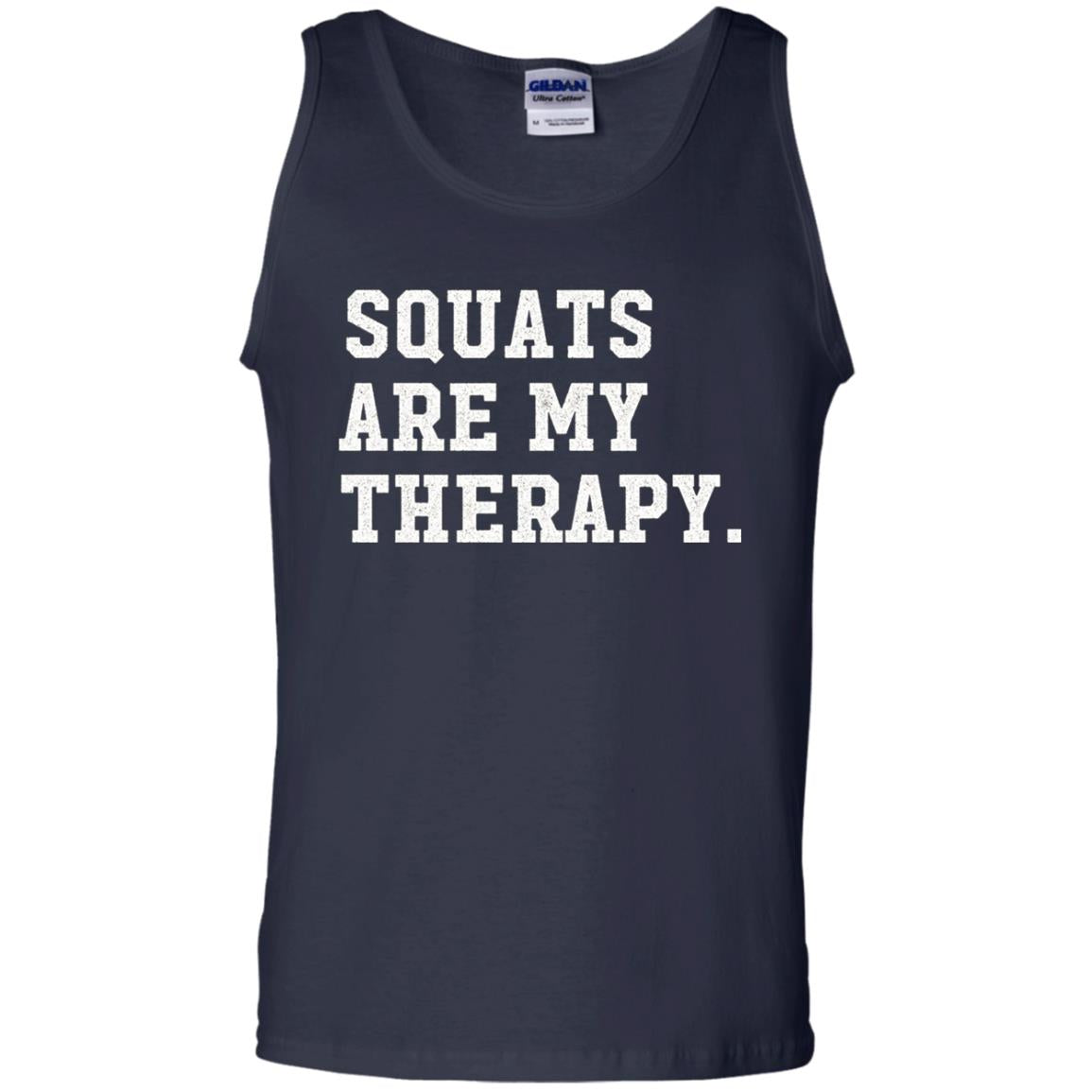 Funny Gym Workout T-shirt Squats Are My Therapy Navy