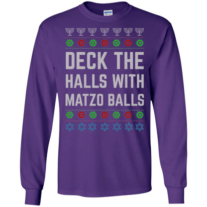Christmas T-shirt Deck The Halls With Matzo Balls Purple