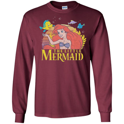 Cartoon T-shirt Mermaid Ariel Flounder Maroon