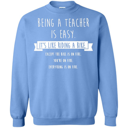 Being A Teacher Is Easy Funny Sarcastic T-shirt Carolina Blue