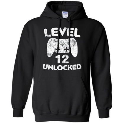 Level 12 Unlocked 12th Video Gamer Birthday Shirt Black