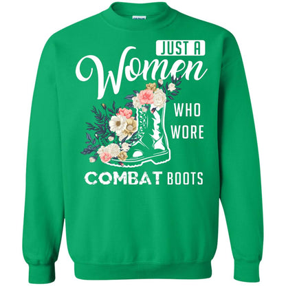Just A Women Who Wore Combat Boots Female Veteran T-shirt Irish Green