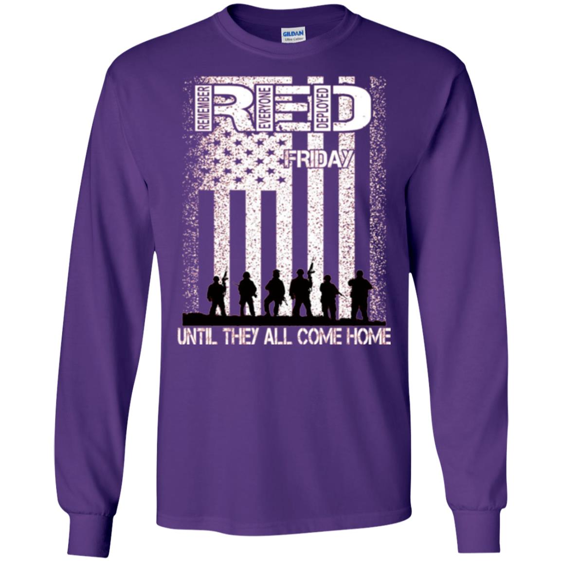 Red Friday Military T-shirt Untill They All Come Home Purple