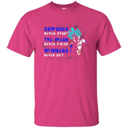 Cowards Never Start The Weak Never Finish Comic T-shirt Heliconia