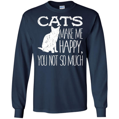 Cat Lover T-shirt Cats Make Me Happy You Not So Much Navy