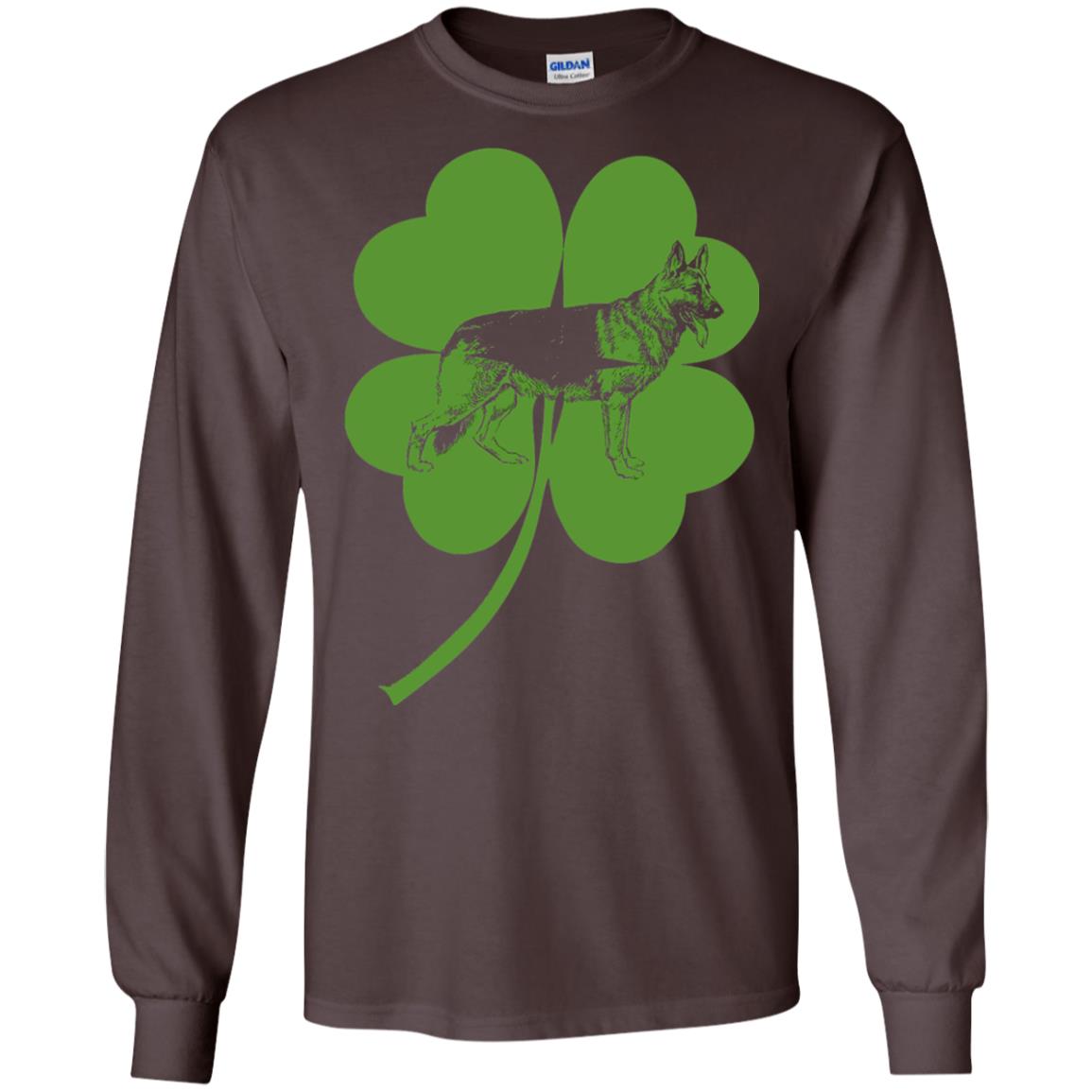 German Shepherd Saint Patrick_s Day T-shirt Dark Chocolate