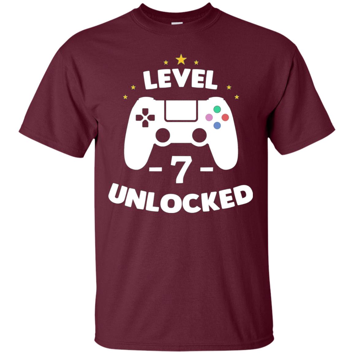 Level 7 Unlocked Gamer T-shirt Maroon