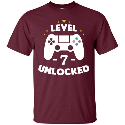 Level 7 Unlocked Gamer T-shirt Maroon