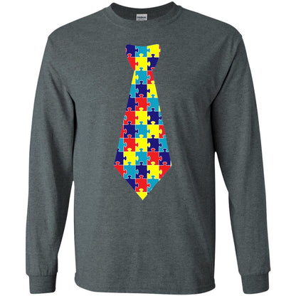 Autism Awareness T-shirt Puzzle Neck Tie 2018 Dark Heather