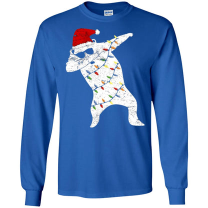 Christmas T-shirt Santa Bear Dabbing Lights Sunglasses Royal