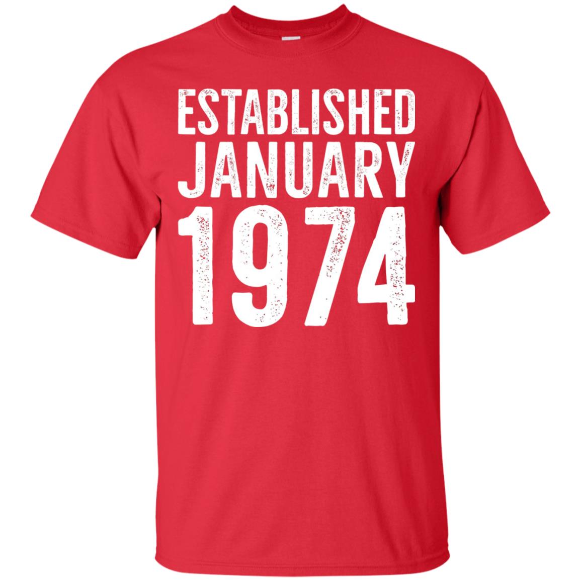 Established January 1974 43rd Birthday T-shirt Red