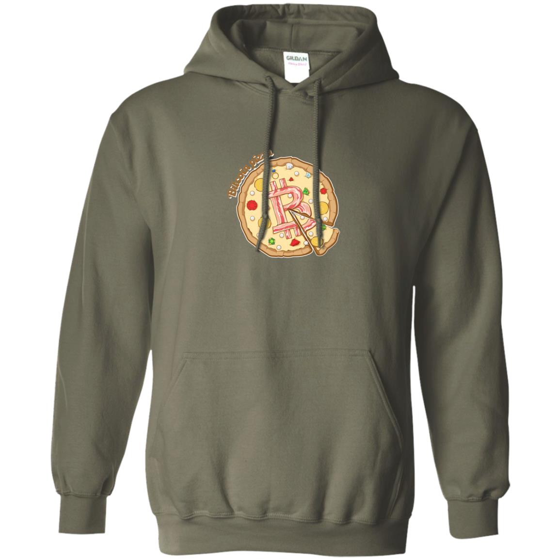 Funny Bitcoin Pizza T-shirt Crypto Currency Military Green