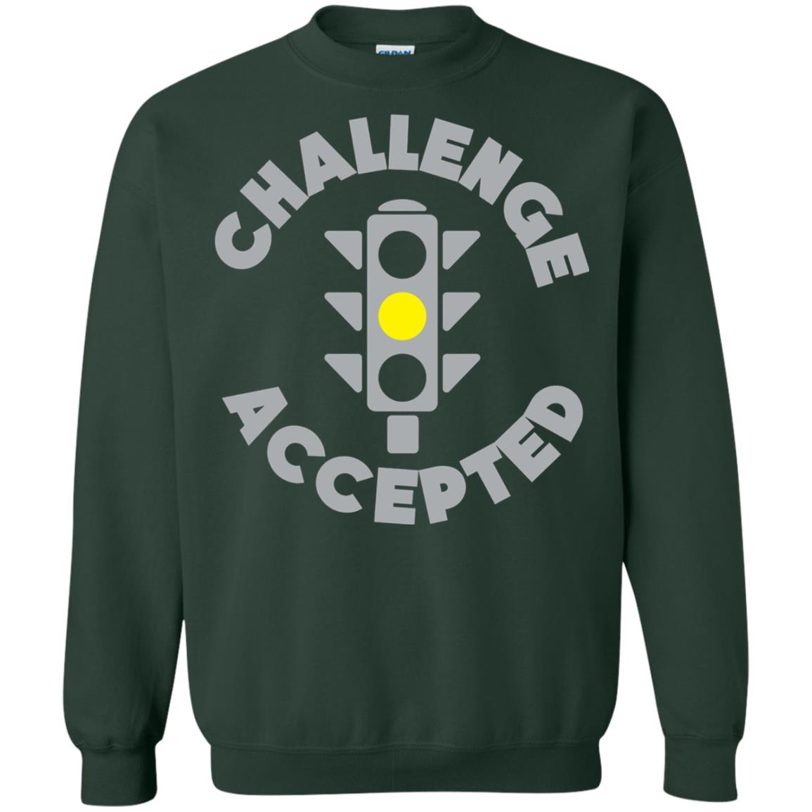 Funny Racing T-shirt Challenge Accepted Yellow Light Car Forest Green
