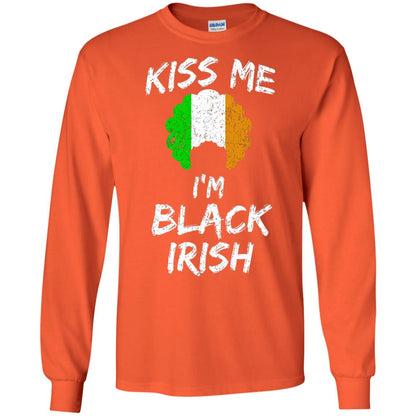 Kiss Me I_m Black Irish Funny St Patrick_s Day T-shirt Orange