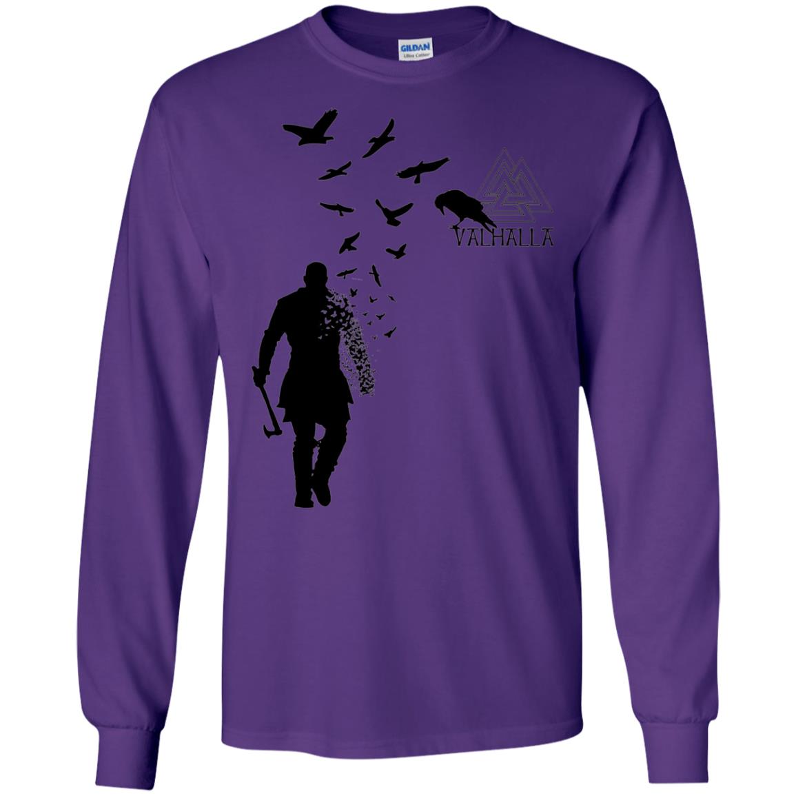Vikings Axe Ragnar Lothbrok Flock Of Ravens Valhalla Symbol T-shirt Purple