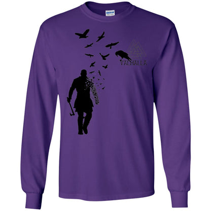 Vikings Axe Ragnar Lothbrok Flock Of Ravens Valhalla Symbol T-shirt Purple