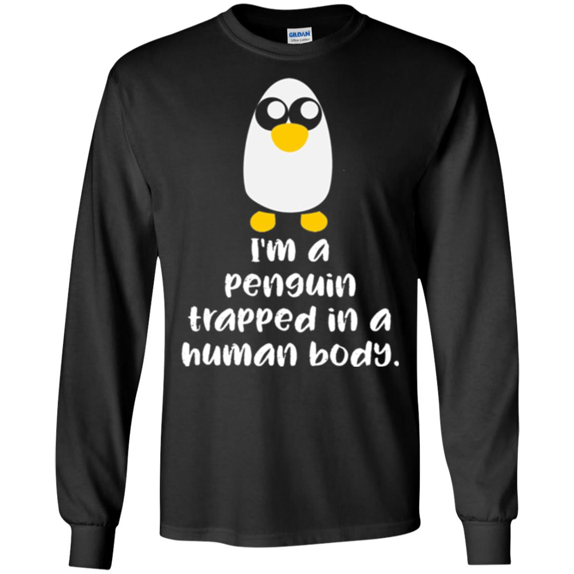 Penguin Lovers T-shirt I_m A Penguin Trapped In A Human Body Black