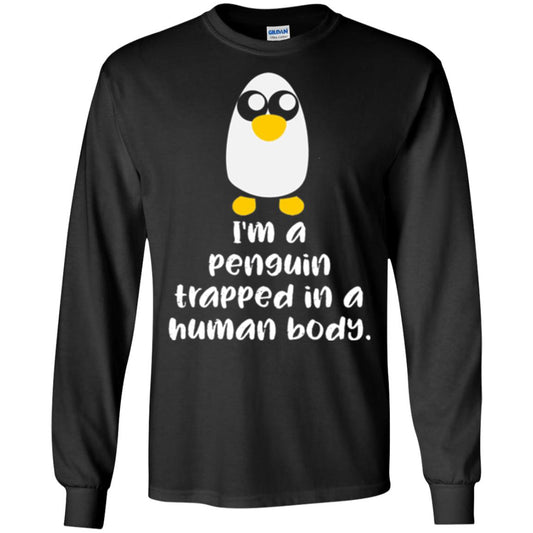 Penguin Lovers T-shirt I_m A Penguin Trapped In A Human Body Black