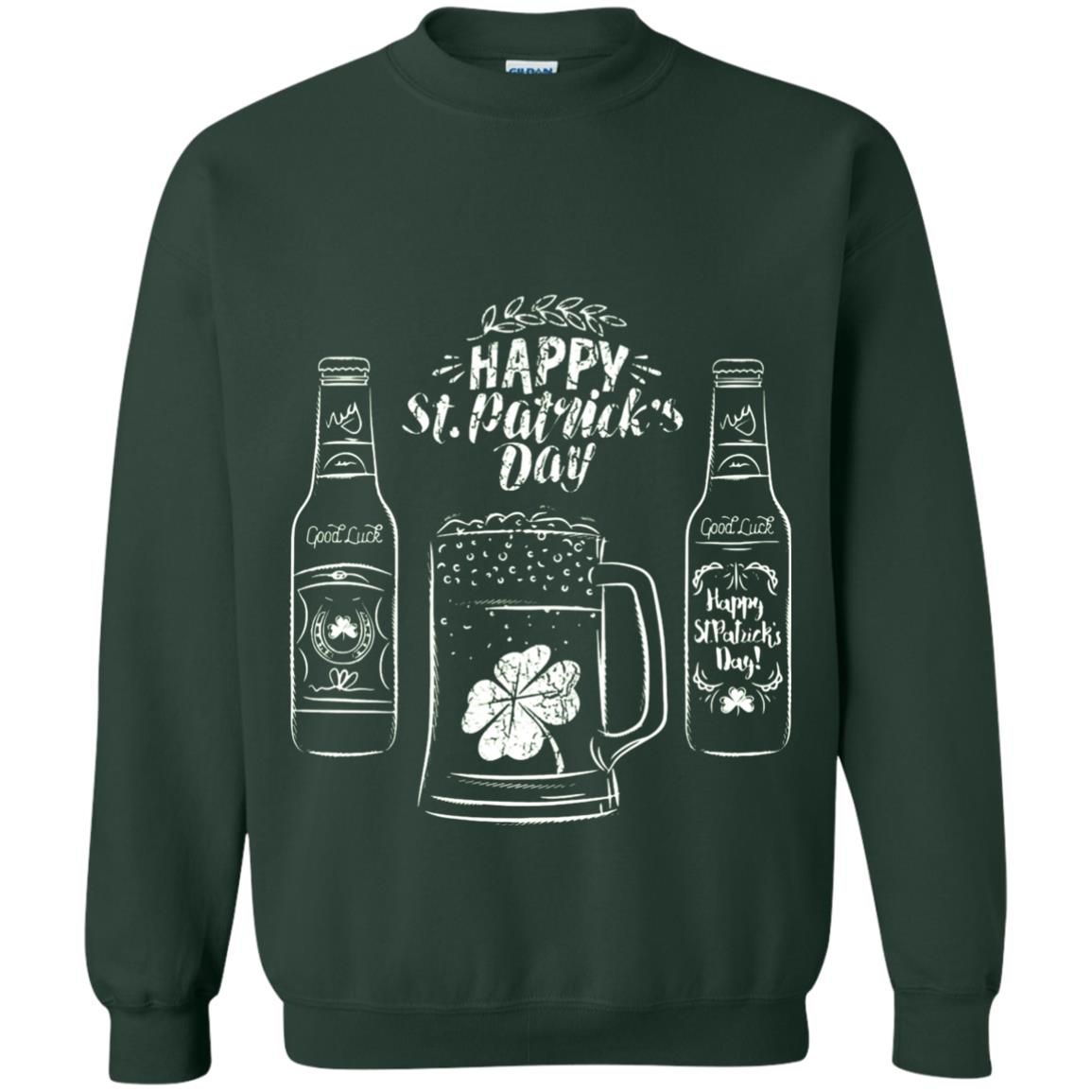 Happy St. Patrick_s Day Drinking Beer St Patrick_s Day T-shirt Forest Green